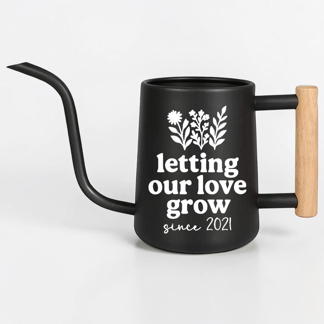 Personalized Watering Can with Wood Handle | Letting Our Love Grow