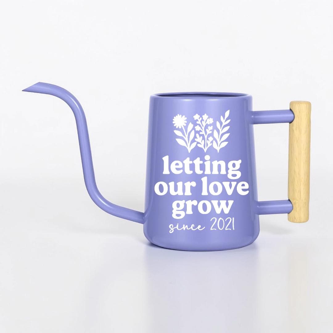 Personalized Watering Can with Wood Handle | Letting Our Love Grow