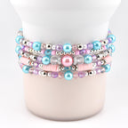 Sea Glass Plume Bracelet Collection: Blue, Pink and Purple Beaded Bracelets