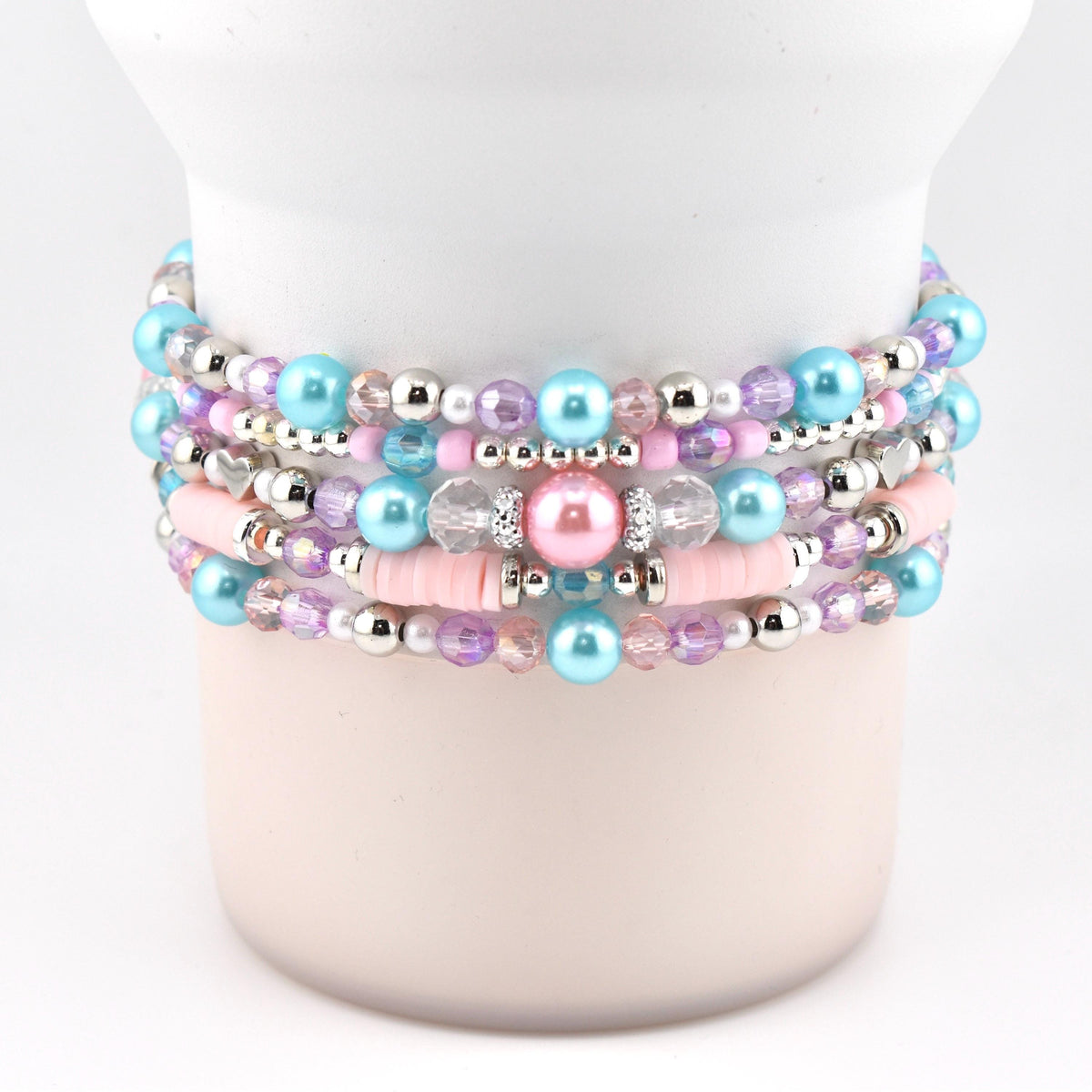 Sea Glass Plume Bracelet Collection: Blue, Pink and Purple Beaded Bracelets