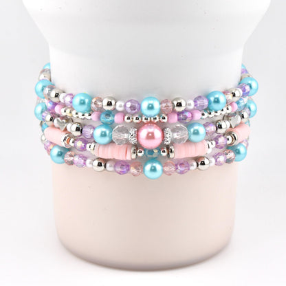 Sea Glass Plume Bracelet Collection: Blue, Pink and Purple Beaded Bracelets
