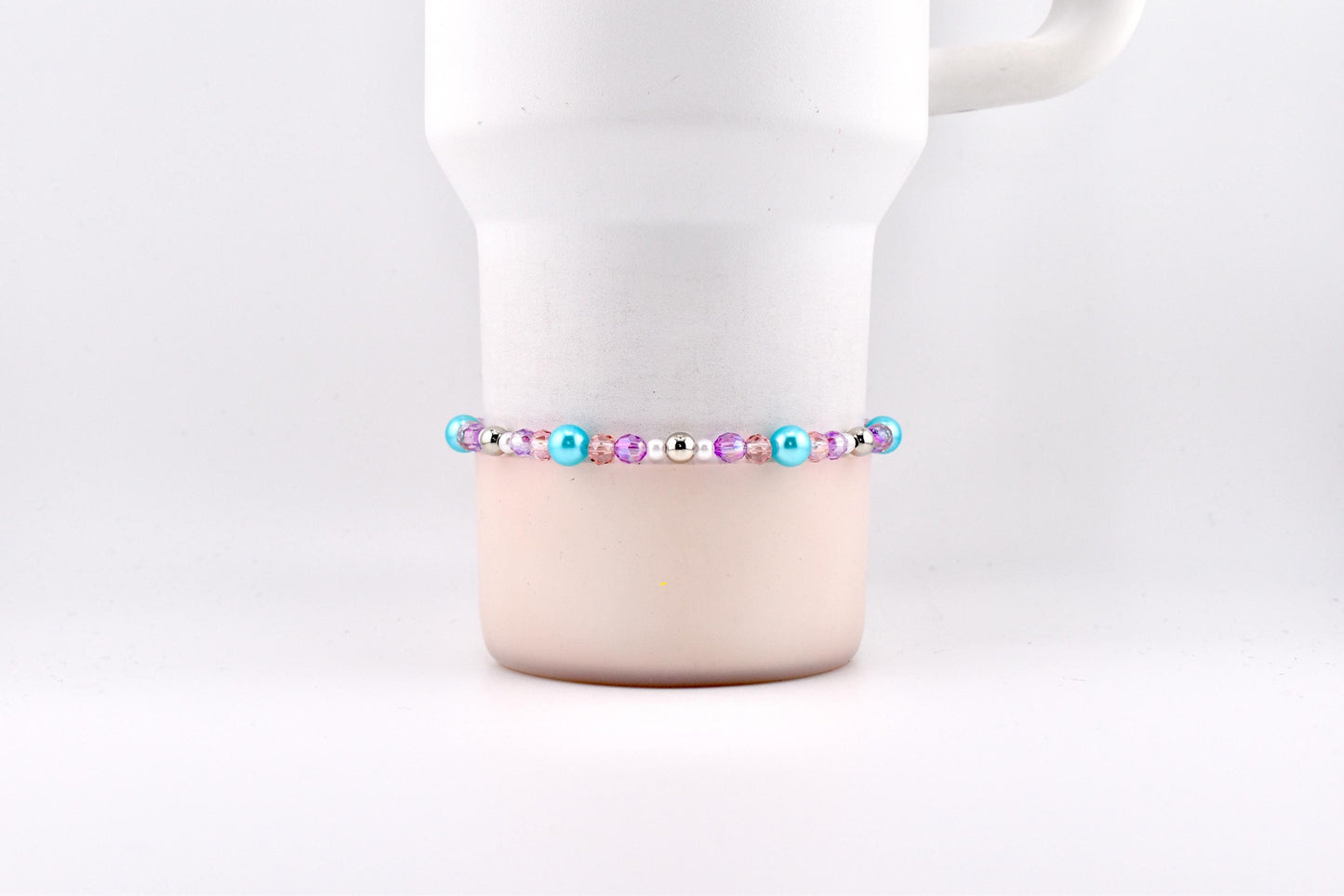 Sea Glass Plume Bracelet Collection: Blue, Pink and Purple Beaded Bracelets