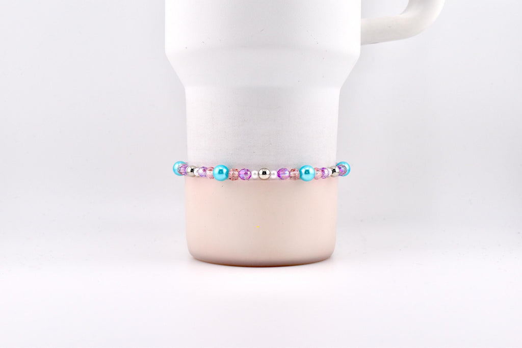 Sea Glass Plume Bracelet Collection: Blue, Pink and Purple Beaded Bracelets