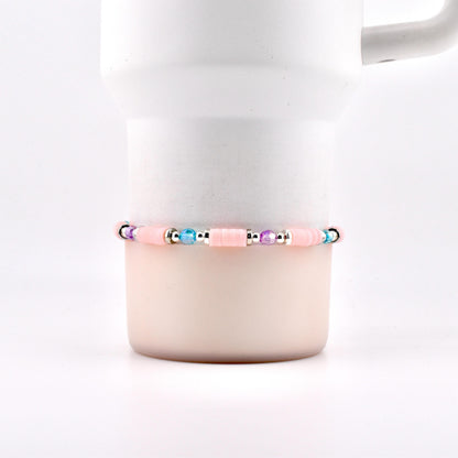 Sea Glass Plume Bracelet Collection: Blue, Pink and Purple Beaded Bracelets