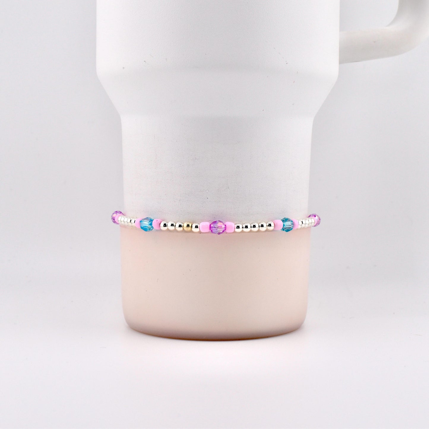 Sea Glass Plume Bracelet Collection: Blue, Pink and Purple Beaded Bracelets