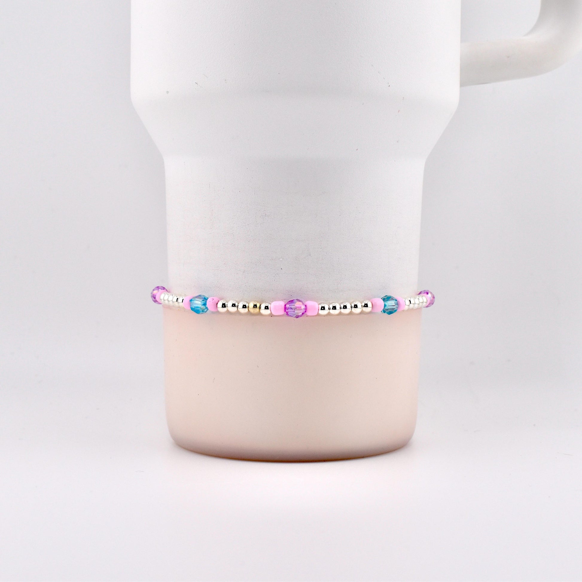 Sea Glass Plume Bracelet Collection: Blue, Pink and Purple Beaded Bracelets