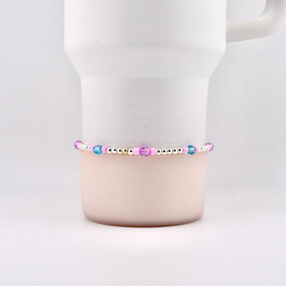 Sea Glass Plume Bracelet Collection: Blue, Pink and Purple Beaded Bracelets
