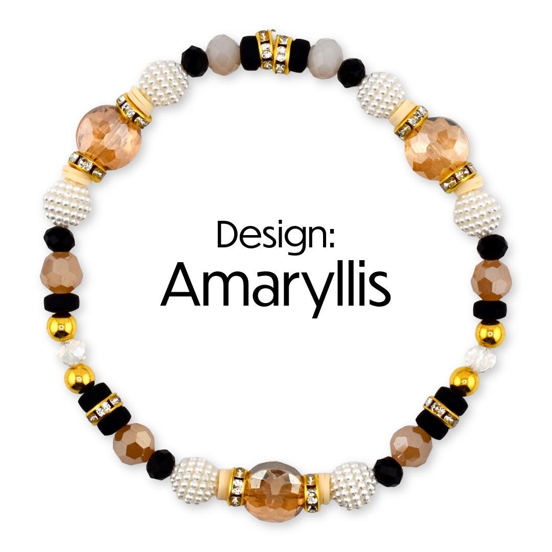 Wild Blooms Bracelet Collection: Black, Cream and Gold Beaded Bracelets