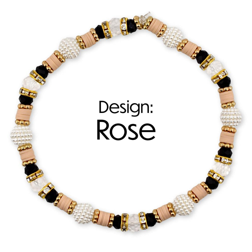 Wild Blooms Bracelet Collection: Black, Cream and Gold Beaded Bracelets