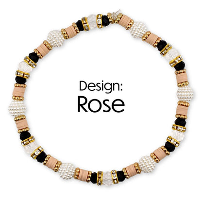 Wild Blooms Bracelet Collection: Black, Cream and Gold Beaded Bracelets