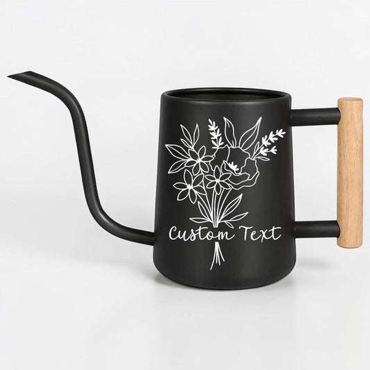 Personalized Watering Can with Floral Bouquet and Customizable Name or Word Design