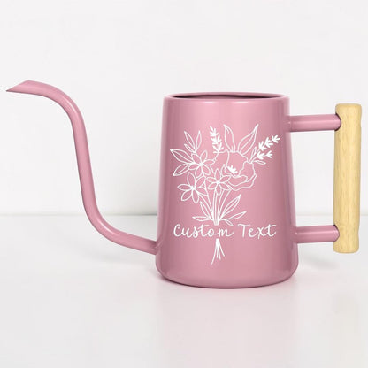Personalized Watering Can with Floral Bouquet and Customizable Name or Word Design