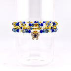 Blue and Gold Butterfly Charm Bracelet Stack - Set of 3 Beaded Bracelets