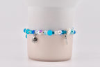 Coastal Charm Bracelet Collection: Teal Blue and Silver Beaded Bracelets with Beach Charms