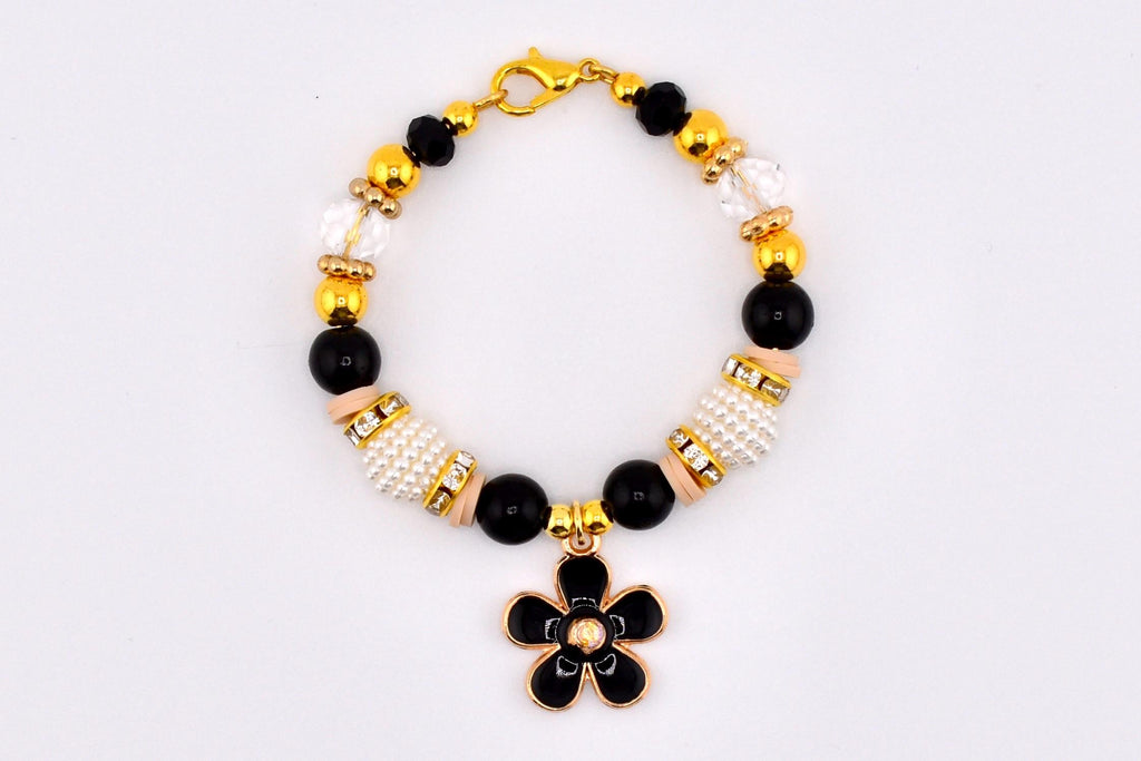 Wild Blooms Tumbler Handle Bracelet: Handle Charm with Black and Gold Daisy