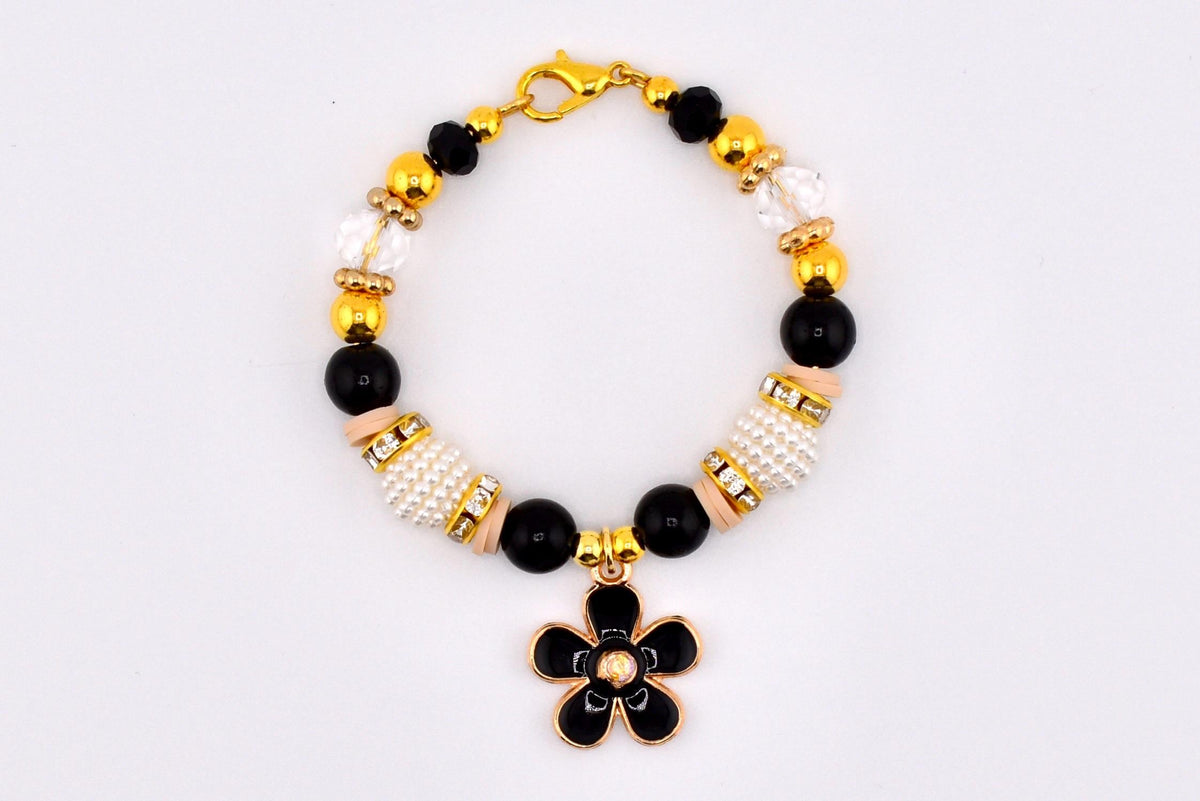 Wild Blooms Tumbler Handle Bracelet: Handle Charm with Black and Gold Daisy