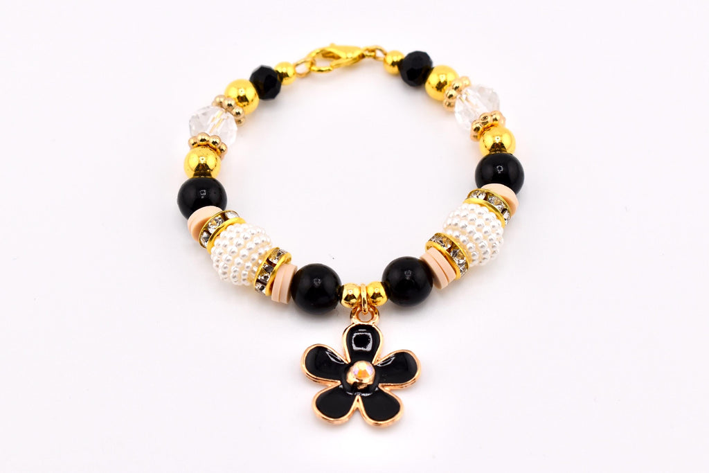 Wild Blooms Tumbler Handle Bracelet: Handle Charm with Black and Gold Daisy