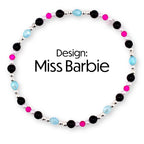 Barbie 1959 Collection Beaded Bracelets: Pink, Black, White, Blue, Silver Accents