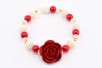 Red Rose and Pearl Beaded Bracelet