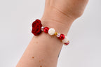 Red Rose and Pearl Beaded Bracelet