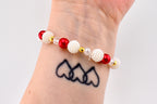 Red Rose and Pearl Beaded Bracelet