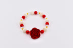 Red Rose and Pearl Beaded Bracelet