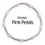 Rose Quartz Bouquet Bracelet Collection: Pink and Silver Beaded Bracelets with Clay Daisy Beads