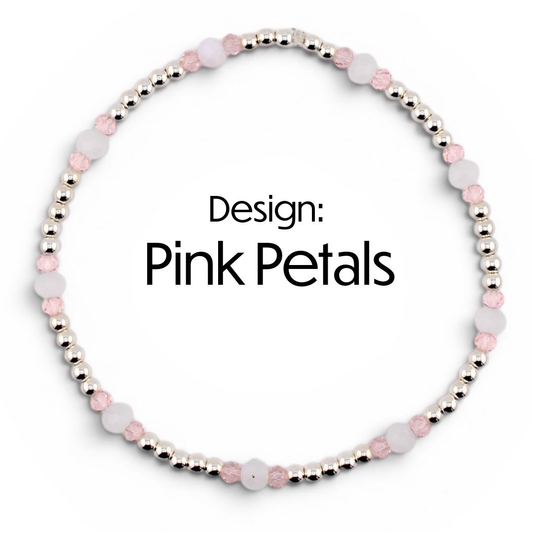 Rose Quartz Bouquet Bracelet Collection: Pink and Silver Beaded Bracelets with Clay Daisy Beads