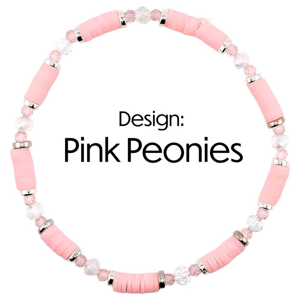 Rose Quartz Bouquet Bracelet Collection: Pink and Silver Beaded Bracelets with Clay Daisy Beads