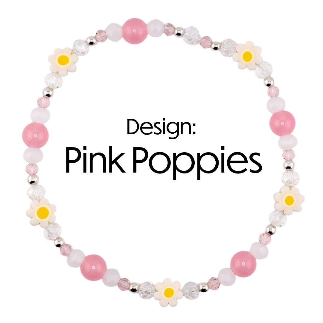 Rose Quartz Bouquet Bracelet Collection: Pink and Silver Beaded Bracelets with Clay Daisy Beads