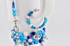 Coastal Charm Tumbler Handle Bracelet: Teal Blue Silver Anchor Charm