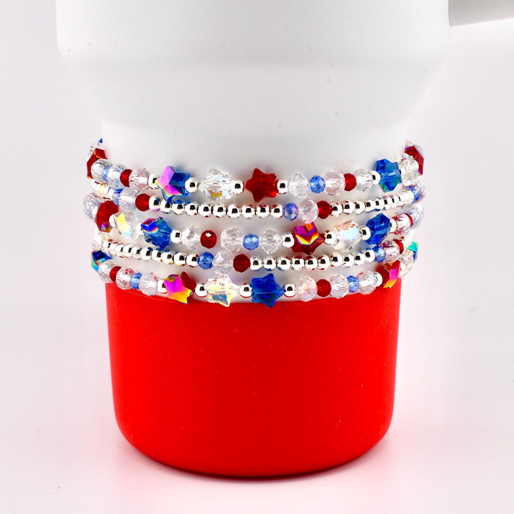 Red White and Blue Bracelet Collection: Patriotic Bling Beaded Bracelets