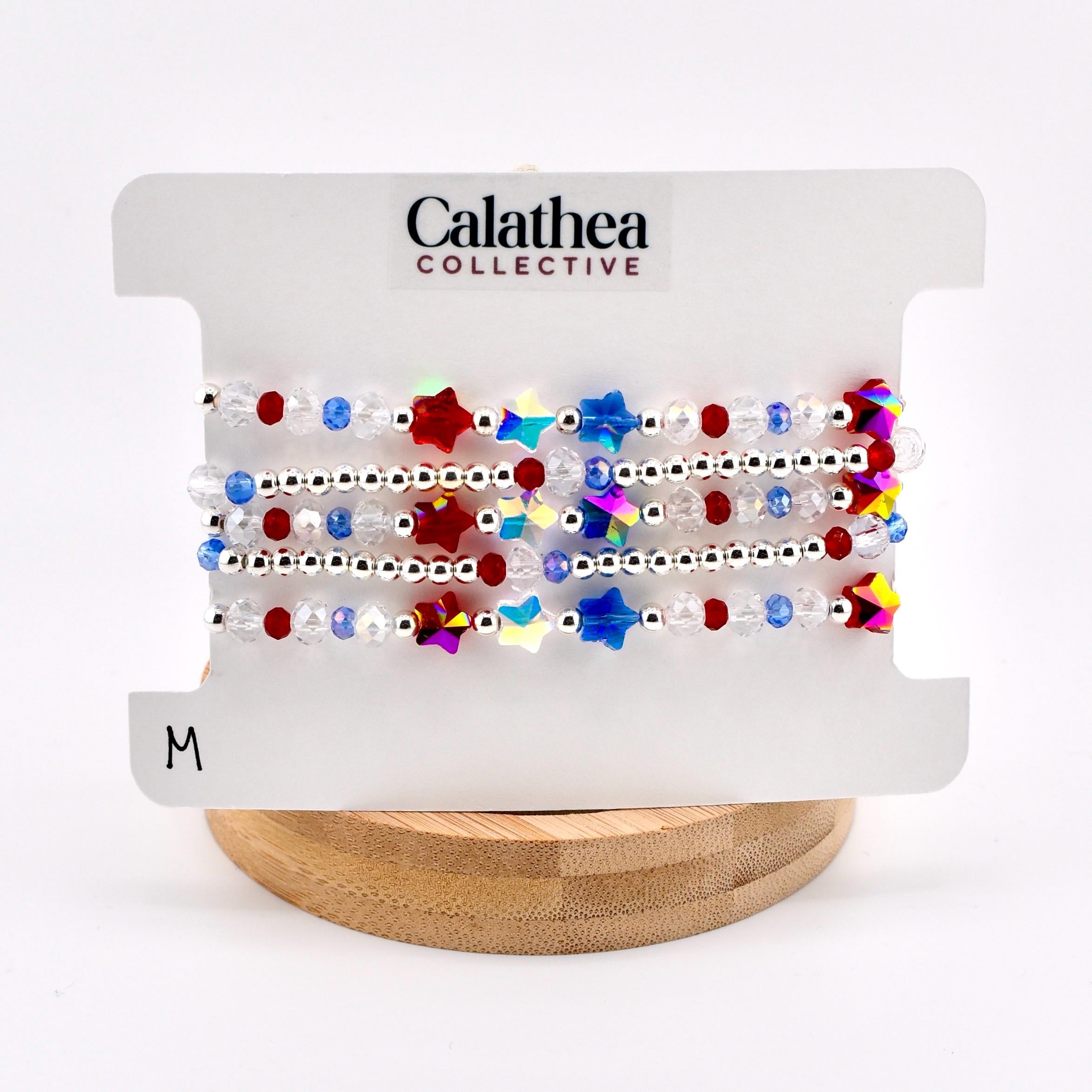 Red White and Blue Bracelet Collection: Patriotic Bling Beaded Bracelets