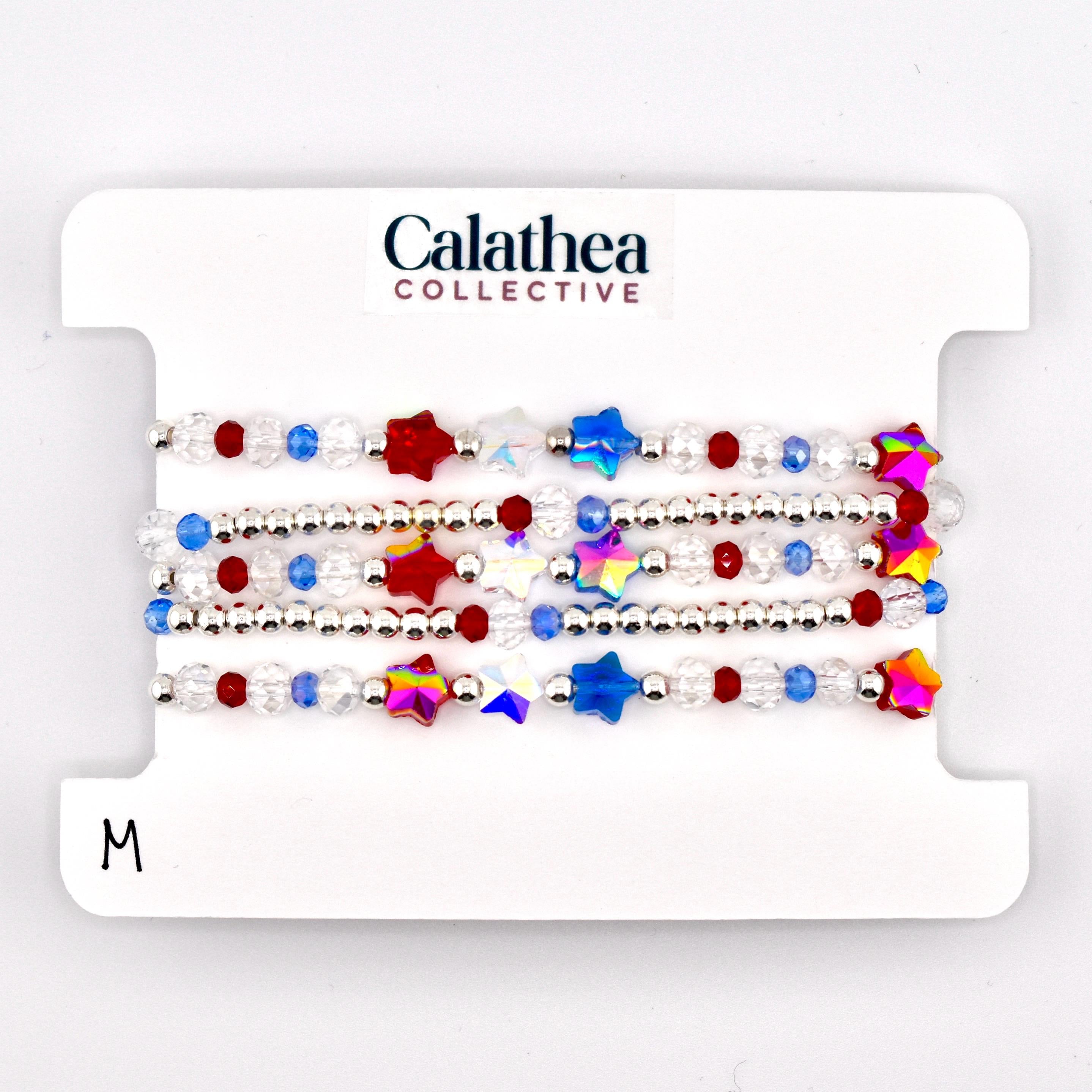 Red White and Blue Bracelet Collection: Patriotic Bling Beaded Bracelets
