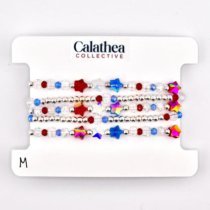 Red White and Blue Bracelet Collection: Patriotic Bling Beaded Bracelets