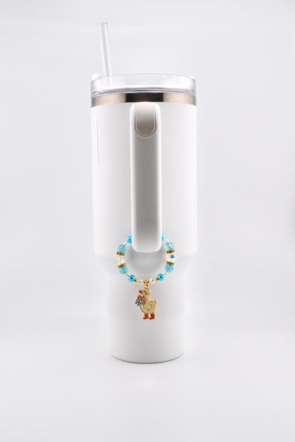 Silly Goose Tumbler Handle Charm with Blue and Gold Accents