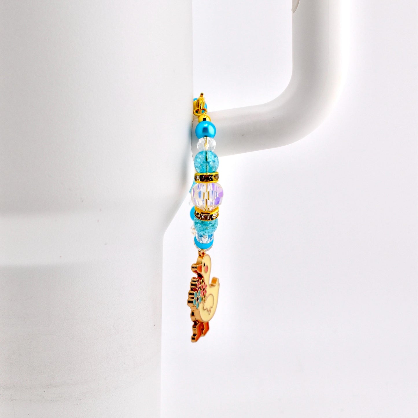 Silly Goose Tumbler Handle Charm with Blue and Gold Accents