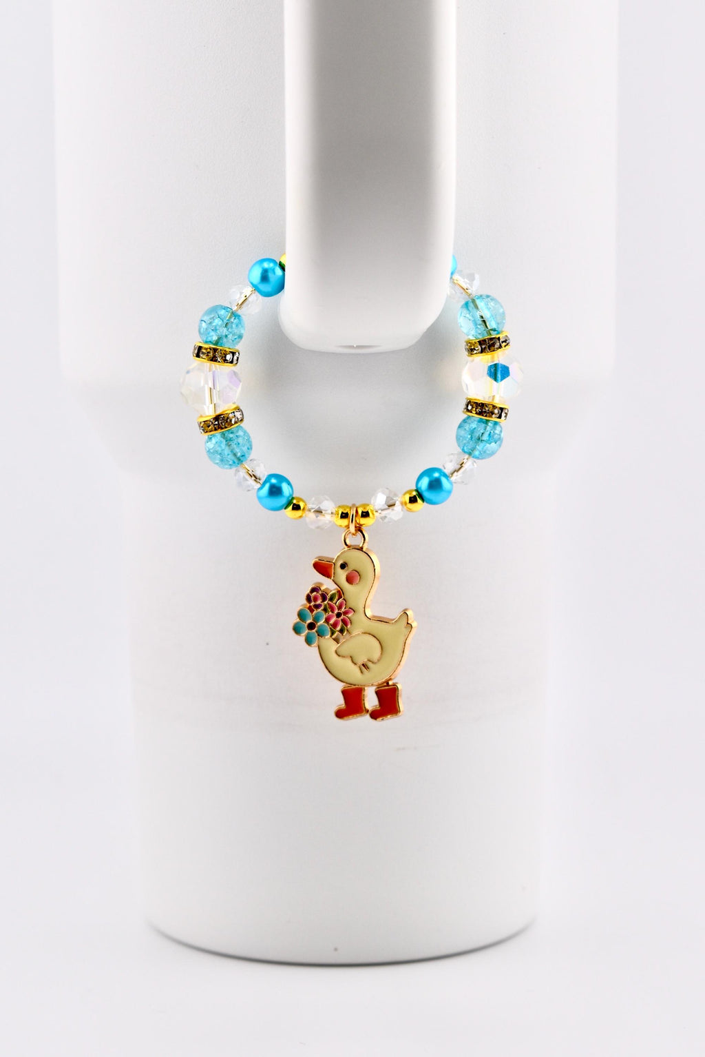 Silly Goose Tumbler Handle Charm with Blue and Gold Accents