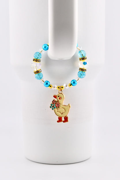 Silly Goose Tumbler Handle Charm with Blue and Gold Accents
