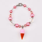 Pink Pearl Ice Cream Cone Tumbler Handle Bracelet: Beaded Summer Jewelry