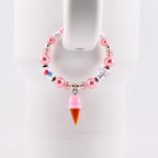 Pink Pearl Ice Cream Cone Tumbler Handle Bracelet: Beaded Summer Jewelry
