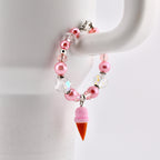 Pink Pearl Ice Cream Cone Tumbler Handle Bracelet: Beaded Summer Jewelry