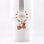 Tumbler Handle Bracelet with Rhinestone Bike Charm