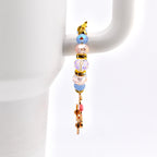 Tumbler Handle Bracelet with Rhinestone Bike Charm