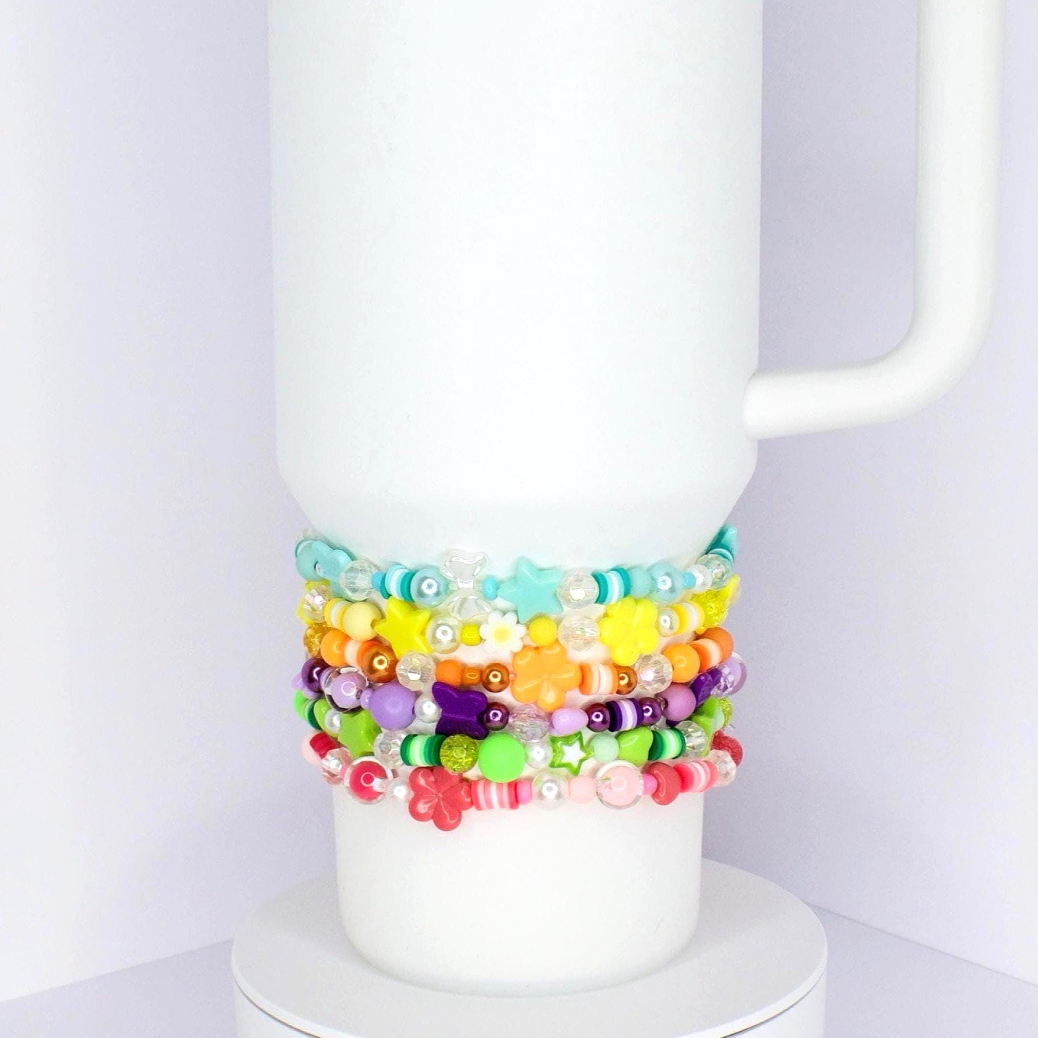 Bright and Colorful Star Flower and Heart Beaded Bracelets