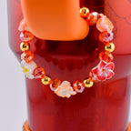 Orange Red Yellow and Gold Hibiscus Flower Tumbler Handle Charm Bracelet