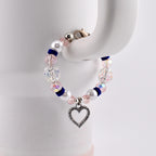 Navy Blue, Pink, White and Silver Tumbler Handle Charm Bracelet