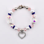 Navy Blue, Pink, White and Silver Tumbler Handle Charm Bracelet