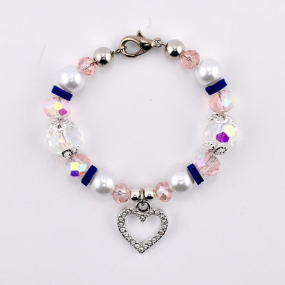Navy Blue, Pink, White and Silver Tumbler Handle Charm Bracelet