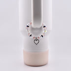 Navy Blue, Pink, White and Silver Tumbler Handle Charm Bracelet